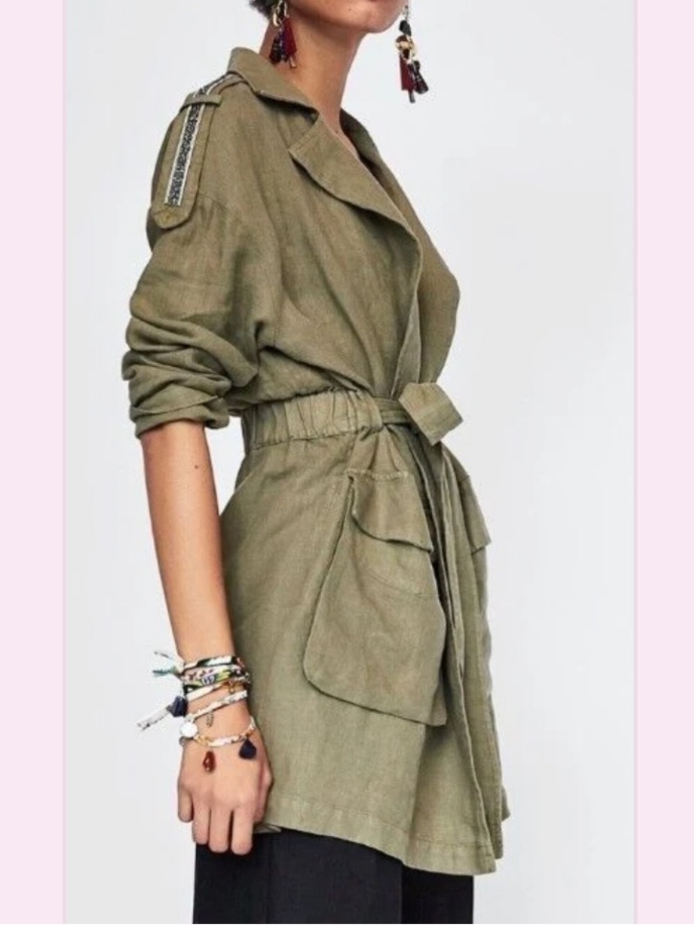 By Together Anthropology linen Trench Coat